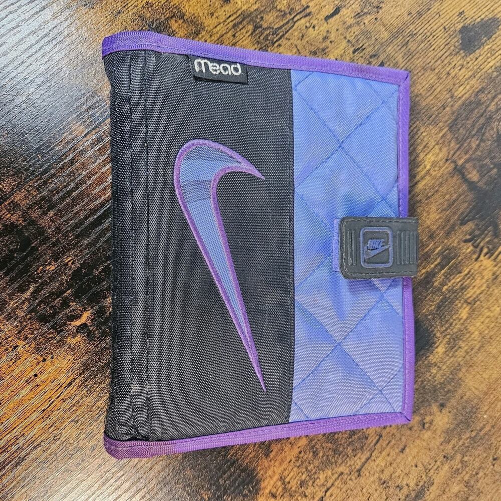 Vtg 1995 Nike Mead Planner Organizer 50074 Purple Black Quilted 90s Portfolio